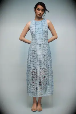 Endless Rose blue textured midi rehearsal dinner midi dress from Anthropologie