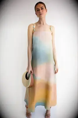 STAUD multicolor linen maxi dress from Rent the Runway
