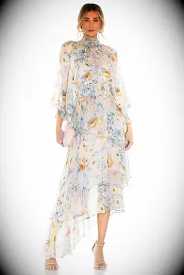 Floral maxi cocktail rehearsal dinner guest dress from REVOLVE