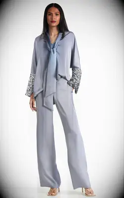 Sachin & Babi grey mother of the bride pantsuit