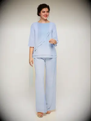 AW Bridal light blue mother of the blue pantsuit