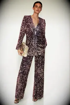 Velvet sequin pantsuit for mother of the bride