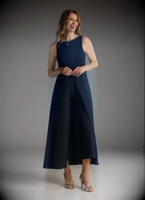 Navy blue mother-of-the-bride cropped jumpsuit from Azazie