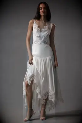BHLDN mixed lace drop-waist bridal shower dress