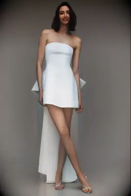 Sachin & Babi strapless bow-back mini bridal shower dress