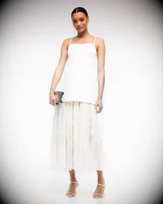 Abercrombie & Fitch embroidered sheer bridal shower maxi dress