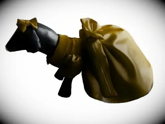 Summer dog wedding dress in mustard yellow.