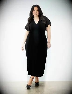 Black Knit Wrap Dress for grandmother of the groom