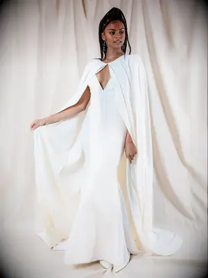 Houghton by Katharine Polk luxurious long bridal cape 