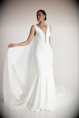 Simple chiffon bridal cape