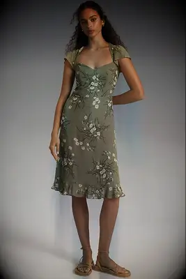 Green midi dress for wedding guest
