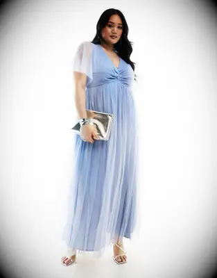 Long blue chiffron dress