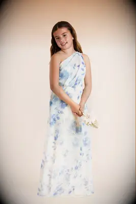 White and blue long dress