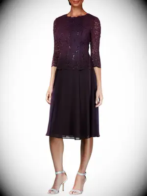 Lace plum mother-of-the-groom dress from Alex Evenings