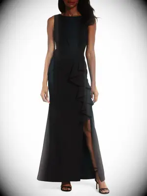 Black ruffle mother-of-the-groom dress from Eliza J