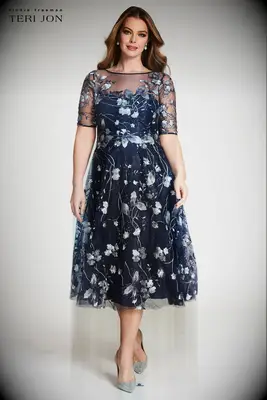 Teri Jon embroidered tulle mother-of-the-groom dress