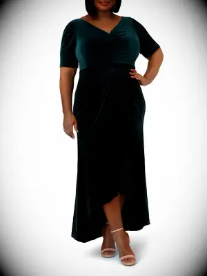 Velvet emerald-green mother-of-the-groom dress