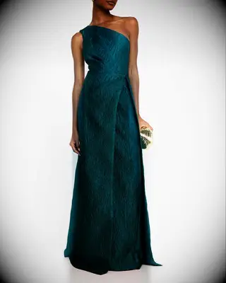 Rickie Freeman for Teri Jon teal one-shoulder mother of the groom dress