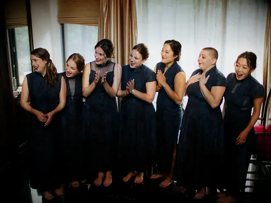 Bridesmaids at Chinese wedding