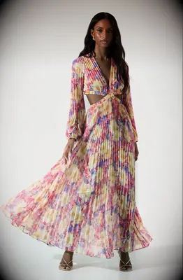 Floral maxi dress with cut outs