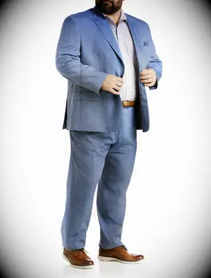 Blue linen suit jacket and pants