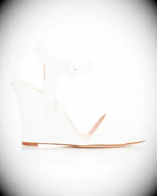 Grosgrain satin wedge with ankle straps