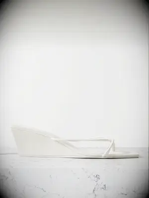 White low wedge heels with dainty straps