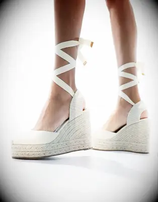 Affordable off-white espadrille wedding wedges