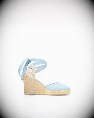 Light blue espadrille wedding wedges