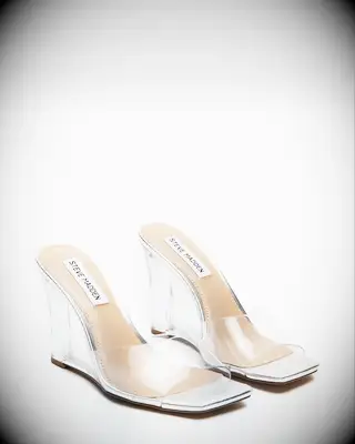 Clear wedge wedding heels from Steve Madden
