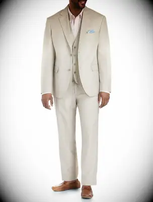Linen-blend DXL suit for cocktail wedding