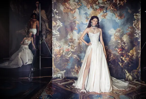 Kim Kassas Couture strapless wedding dress for bigger busts