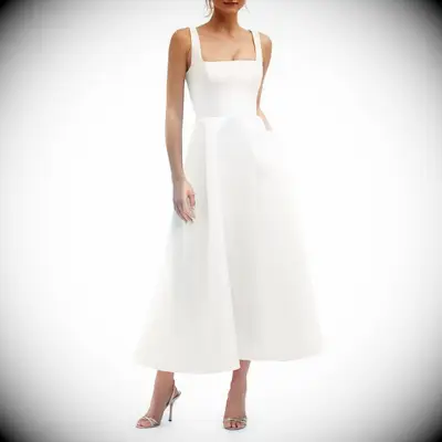 Dessy Group square neck wedding dress for bigger busts