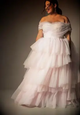 Bridal by ELOQUII mixed tulle strapless wedding dress for bigger busts