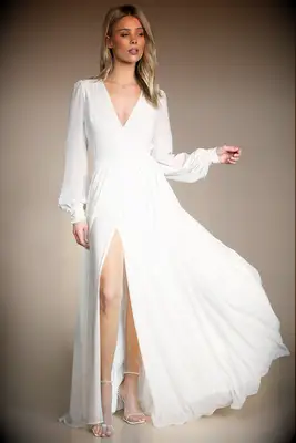 Lulus long sleeve wrap wedding dress for bigger busts