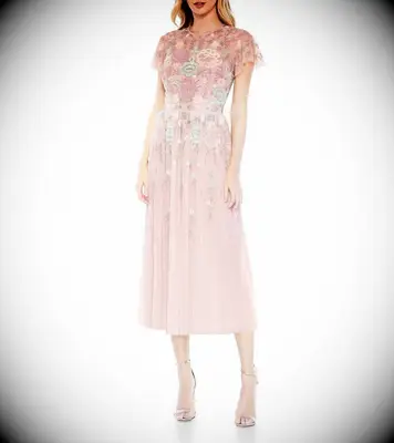 Mac Duggal dusty rose beaded floral spring mother of the groom dress
