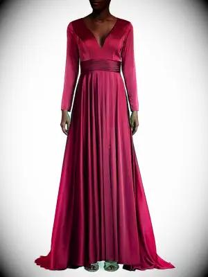 Red empire waist ballgown for black tie wedding 