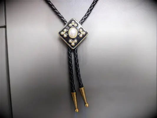Pearl Cross Bolo Tie Wedding Necklace