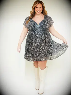 Arula floral barn wedding guest dress