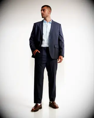 Abercrombie & Fitch navy blue barn wedding guest suit