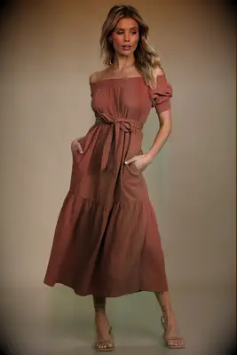 Lulus rust orange barn wedding guest dress