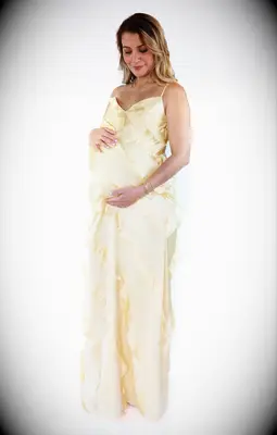 Show Me Your Mumu yellow ruffle maternity wedding guest dress