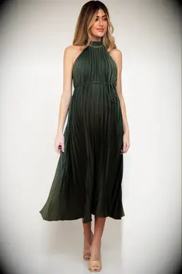 PinkBlush green maternity pleated wedding guest dress