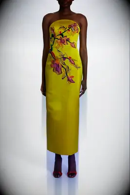 Strapless floral hand beaded mother of the bride dress for outdoor wedding from Amsale