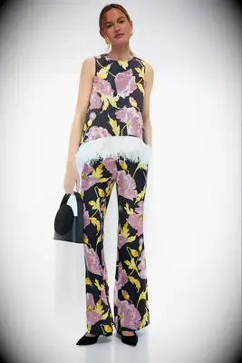 Floral feather top and pants for mother of the bride outfit for outdoor wedding from Tuckernuck