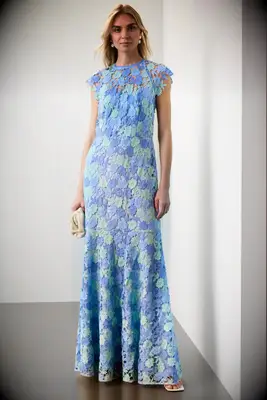 Shoshanna blue floral maxi mother of the bride maxi dress for outdoor wedding from Rent the Runway