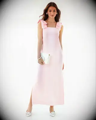Pink bow maxi mother of the bride dress for outdoor wedding from Lilly Pulitzer