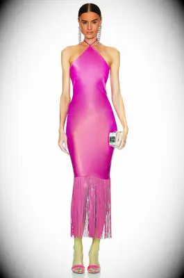 Camila Coelho pink halter neck daytime wedding guest dress