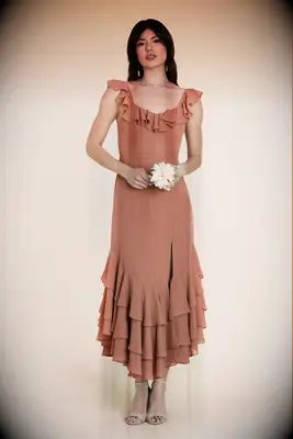 Birdy Grey chiffon terracotta bridesmaid dress