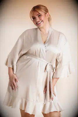 Plus size silk champagne robe